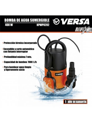 BOMBA DE AGUA SUMERGIBLE 400W VERSA MAX