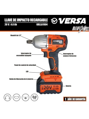 Llave de impacto Recargable Versa Max